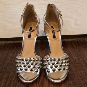 Metallic studded stilettos